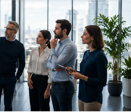 Team manageriale durante una sessione di innovazione